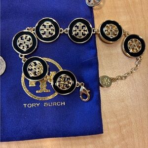 Tory Burch Black and Gold Medallion Bracelet